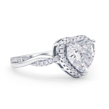Halo Twisted Infinity Heart Engagement Ring Cubic Zirconia 925 Sterling Silver Wholesale
